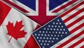 United Kingdom United States of America Canada Flags Together Fabric Texture Effect Illustrations Royalty Free Stock Photo
