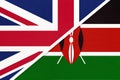 United Kingdom vs Kenya national flag from textile. Relationship between two European and African countries