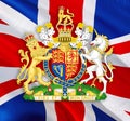 United Kingdom waving flag. National 3d UK British flag waving. Sign of UK Union Jack. Great Britain England flag HD resolution Royalty Free Stock Photo