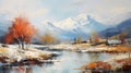 Charming Snowy River Painting In Andrew Atroshenko Style Royalty Free Stock Photo