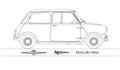 United Kingdom, year 1965, Morris Mini Minor vintage car silhouette Royalty Free Stock Photo