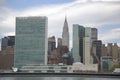 The United Nations building and Chrysler building in midtown Manhattan Royalty Free Stock Photo