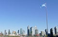 United Nations Flag in the front of UN Headquarter in New York Royalty Free Stock Photo