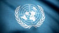 United Nations flag. The United Nations flag waving in the wind. International flag of UN Royalty Free Stock Photo