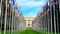 United nations flags in Geneva, Switzerland