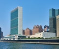 The United Nations Headquarters buildings on the east side of Manhattan, NYC Royalty Free Stock Photo