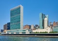 The United Nations Headquarters buildings on the east side of Manhattan, NYC Royalty Free Stock Photo