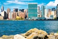 The United Nations headquarters and the New York skyline Royalty Free Stock Photo