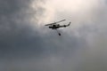 A United Nations helicopter extinguishes a fire on the Israel-Lebanon border Royalty Free Stock Photo