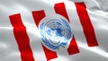 United Nations Honour flag. 3d UN Four Freedoms logo waving video. Logo of United Nations Honour seamless loop animation. UN Four