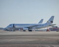 United Nations Humanitarian Air Service plane standing in Vilnius Airport