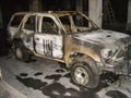 UN vehicle torched by rioters in Afghanistan Royalty Free Stock Photo