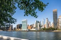 United Nations and lower Manhattan from Roosevelt Island Royalty Free Stock Photo