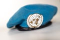 United Nations Peacekeeper`s beret with UN badge