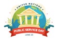 United Nations Public Service Day Vector Illustration on June 23 with Publics Services to the Community in Flat Cartoon Hand Drawn