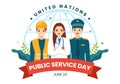 United Nations Public Service Day Vector Illustration on June 23 with Publics Services to the Community in Flat Cartoon Hand Drawn