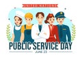 United Nations Public Service Day Vector Illustration on June 23 with Publics Services to the Community in Flat Cartoon Hand Drawn