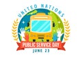 United Nations Public Service Day Vector Illustration with Publics Services to the Community in the Development Process