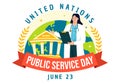 United Nations Public Service Day Vector Illustration with Publics Services to the Community in the Development Process