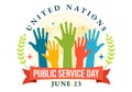 United Nations Public Service Day Vector Illustration with Publics Services to the Community in the Development Process