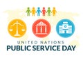United Nations Public Service Day Vector Illustration with Publics Services to the Community in the Development Process