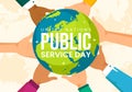 United Nations Public Service Day Vector Illustration with Publics Services to the Community in the Development Process