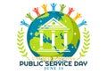 United Nations Public Service Day Vector Illustration with Publics Services to the Community in the Development Process