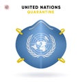 United Nations Quarantine Mask with Flag. Medical Precaution Concept. Vector illustration Coronavirus isolated on white
