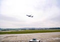 United Plane takeoff at Zurich Airport Royalty Free Stock Photo