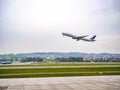 United Plane takeoff at Zurich Airport Royalty Free Stock Photo