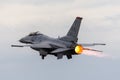 United Staes Air Force USAF Lockheed F-16CJ taking off with full afterburner at Avalon Airport Royalty Free Stock Photo