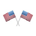 united state of american flags on sticks crossed Royalty Free Stock Photo