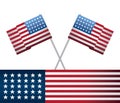 united state of american flags on sticks crossed Royalty Free Stock Photo