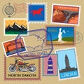 United State vintage post stamps set Royalty Free Stock Photo