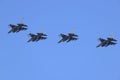 United States Air Force Lockheed Martin F-16C Fighting Falcon multirole fighter aircraft flying in formation. Royalty Free Stock Photo