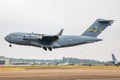 United States Air Force USAF Boeing C-17 Globemaster III 07-7188 transport plane arrival and landing for RIAT Royal International Royalty Free Stock Photo