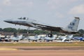 United States Air Force USAF F-15C Eagle 86-0172 fighter jet aircraft arrival and landing for RIAT Royal International Air Tattoo Royalty Free Stock Photo