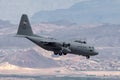 United States Air Force USAF Lockheed C-130H Hercules from the 109th Airlift Wing, New York Air National Guard on approach to la Royalty Free Stock Photo