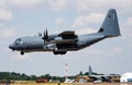 United States Air Force USAF Lockheed MC-130J spec ops aircraft arrival and landing for RIAT Royal International Air Tattoo 2018 Royalty Free Stock Photo