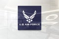 Us air force on glossy office wall realistic texture