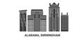United States, Alabama, Birmingham travel landmark vector illustration Royalty Free Stock Photo