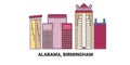 United States, Alabama, Birmingham travel landmark vector illustration Royalty Free Stock Photo