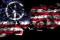 United States of America, America, US, USA, American, Peace smoke flag isolated on black background