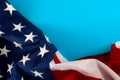 United States of America and American patriotism concept with close up on the the USA star and stripes flag with copy space on Royalty Free Stock Photo