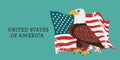 United States of America. Bald eagle on the background of the American flag. Vector illustration, poster Royalty Free Stock Photo
