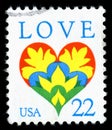 United States of America cancelled postage stamp showing an image of a love heart Royalty Free Stock Photo