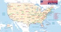 The United States of America. Capital states and major cities map. Royalty Free Stock Photo