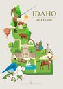 United States of America card with idaho map