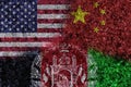 United States of America, China and Afghanistan flags