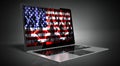 United States of America - country flag and hackers on laptop screen